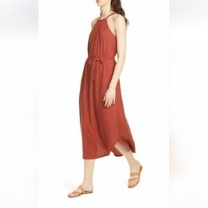 Joie Meribah Halter Dress in Deep Terracotta